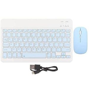 10 Inch Portable Wireless Rechargeable Mini Keyboard & Mouse Combos For Windows OS Laptops - Blue