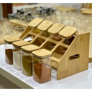 8pcs Classic style squared Borosilicate Glass Jar set