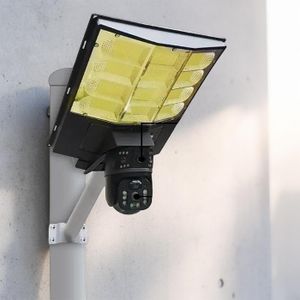 Built In Rechargeable Battery Auto Human Tracking 12MP 4G PTZ Multiple Lens Remote View Monitoring Solar Camera with High Brightness Outdoor Security Led Solar Street Light