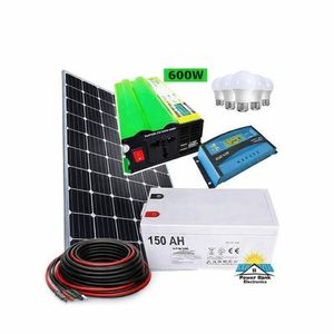 Solarmax 200 Watts Solar Panel Special All Weather Fullkit + 150AH Battery + 600Watts Solar Inverter + 20 Ah Charge Controller+5 bulbs + dropping cable
