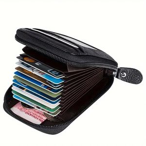 1pc Black Men'S Casual Faux Leather Wallet & Business Card Case, Black, Universal, PU Material, Smooth, Durable, Multi-Purpose, Large Capacity, With Multi-Card Slot, ID Card Bag, Zipper Pocket, Stylish, Safe, Anti-Degaussing, For Daily Use, Travel, Gift