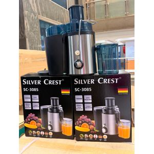 SC-3085 Centrifugal Juicer featuring a 1000W motor with a stainless steel finish and a 3-speed adjustment setting
