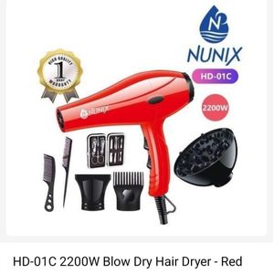 Nunix Powerful Professional Hair Dryer With Multiple Attachments For Fast Drying, Styling, And Salon-Like Finish