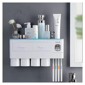 Magnetic Inverted Automatic Toothpaste Dispenser With 4 Cups