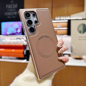 Premium Magnetic Leather Wallet Case With MagSafe For Samsung Galaxy S23 Ultra - Genuine Leather Slim Protective Case With MagSafe Compatibility