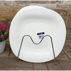 Luminarc  Black Square Design Plates - Set Of 6 - WHITE