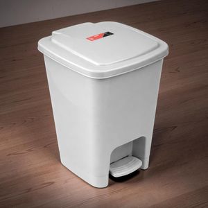 30L Gray Hard Plastic Easy Lift Lid Durable Build Step Pedal Waste Garbage Dust Bin