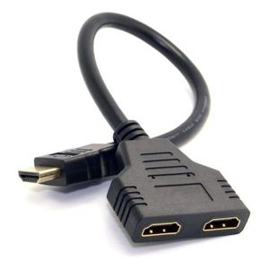 Y HDMI adapter 1 male to double HDMI 2 females for HD TV LED LCD Plasma.