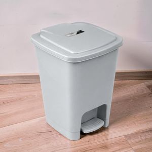 30L Gray Hard Plastic Easy Clean Tight Fitting Lid Step Pedal Waste Garbage Dust Bin 