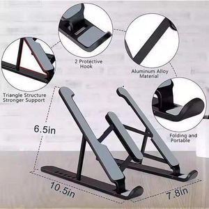 Foldable Laptop Stand Tablet Stand Portable ABS Adjustable - Black
