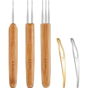 5 Pieces Dreadlocks Crochet Hook Tool Includes 3 Dreadlocks Crochet 1,2,3 Hooks for Hair Dreads Braid Craft Weaving 2 Hair Locking Tool (0.5 mm)