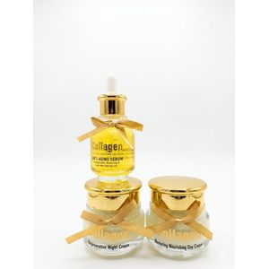 Collagen Anti-Aging Serum,Regenerative Night Cream and Restoring Nourishing Day Cream