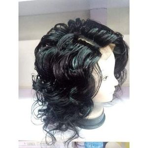 Human Hair Short Curly Wig With Closure.