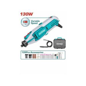 TOTAL  Mini Die Grinder Rotary 130W Tool Kit With 110pcs Accessories And Variable Speed For Drilling, Sanding, Buffing, Polishing, Engraving - BLUE