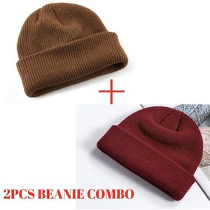 2 PCS BEANIE COMBO BUNDLE- RED MAROON & BROWN