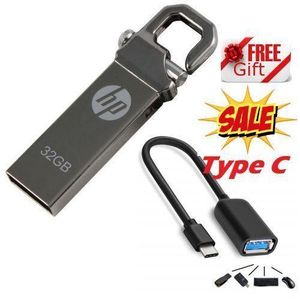 HP 64GB V250W Flash Disk// 64 GB FlashDisk-Silver+ Free Otg Type-C