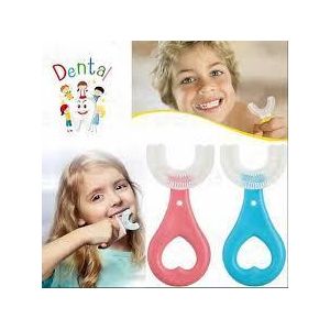 : Kids U-Shaped Silicone Toothbrush - 360° Oral Teeth Cleaning Brush for Toddlers & Children Ages 2-6 Years - Soft Food Grade Training Toothbrush
