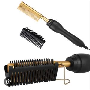 Hot Comb Electric Hair Straighter Hair Curler 2 In 1 Flat Iron For Natural Hair & Wigs Hair Hot Comb Hair Straighter+ free scalp massager 