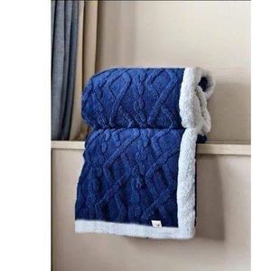 Quality Navy Blue Cozy Fleece Sherpa Warm Woolen Throw Blanket