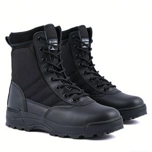 SHJO Men's Shoes Boots Casual Martin Boots Combat Hiking Ankle Boots - Black