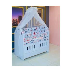 Two Levels MDF Baby Cot Bed with Mattress Full Stand Net And Cot Bumper 0–4 Years 2ft by 4ft