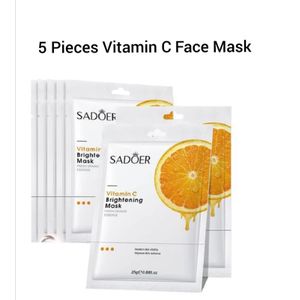 SADOER Nourishing 5 Pieces Vitamin C Brightening Revitalize Face Mask Fresh Orange Facial Sheet Mask