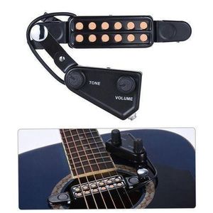 Electric 12-hole Acoustic Guitar Sound Hole Pickup Magnetic Transducer With Tone Volume Controller Audio Cable