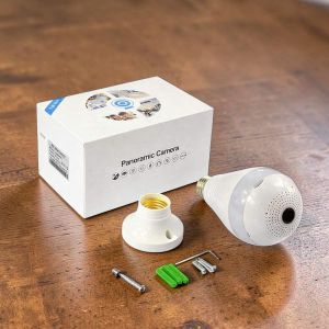 IR Night Vision Motion Detection Alarm System Panoramic 1080P Wireless Security Light Bulb Camera 