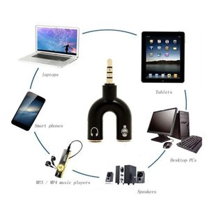 U Type Adapter 3.5 MM Headphone Plug Audio Splitter 2 In 1 Audio Converter