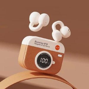 Wireless Oraimo OpenSnap Q87 MAX Clip-On Open-Ear True Wireles-s Earbuds BROWN WHITE