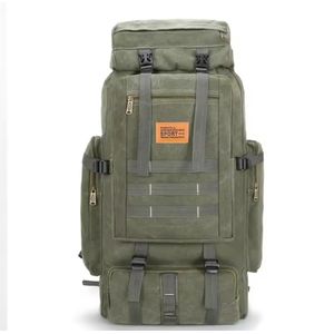 80L Tactical Canvas Backpack, Large Capacity Climbing & Camping Bag, Outdoor Hiking Travel Rucksack