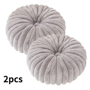 2Pcs Light Grey Elegant Round Pleated Velvet Cushion – Soft Decorative Throw Pillow.
