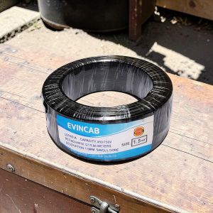 Evin  1.5mm Black Single Core Solid Heavy Duty Flame Retardant Flexible Electrical Wiring Cable