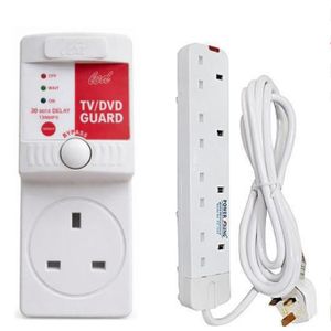Power King Good Power extension // Commercial & Home Best 4 Way Power Extension With Long Cable // Power extenson - White + tv guard for tv protection