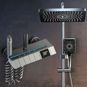 Thermostatic Rainfall Shower System – LED Temperature Display & Handheld Shower