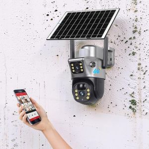 Easy Set Up Flashing Alarm Warning Lights Motion Detection Stand Alone V380 Pro App 12MP 4G PTZ Rotating Dual Lens Full-Color 24/7 Colored Night Vision Outdoor Security Solar Camera