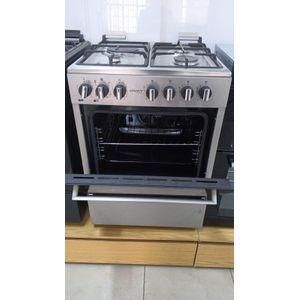 Legacy 3+1 standing cooker 60*60 with heavy cast iron grill, Jet gas valve and turbo fan electric oven with food warmer