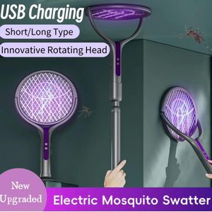 Multi functional 2-in-1 mosquito killer lamp angle retractable mosquito swatter USB rechargeable mosquito swatter bat swatter