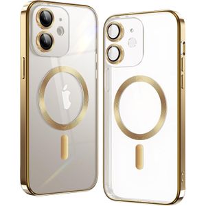 Gold Electroplated Clear Case With Magnet, Compatible With Magsafe, Supports Wireless Charging, Case Cover for iPhone 11