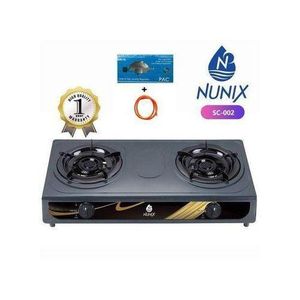 Nunix Table Top Gas Cooker 2 Burner + Regulator + Pipe