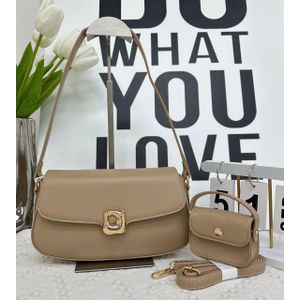 Elegant Khaki Two-Piece Handbag Set – Classic Shoulder Bag with Matching Mini Pouch