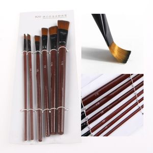 ZHUTING 6Pcs Artist Fan Paint Brush Set Nylon Hair Brush Tips Long