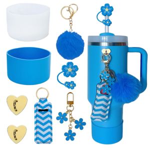 Mug BLUE Stanley Cup Accessories Kit with Decorative Charm & Straw Cover Set(cup not included)