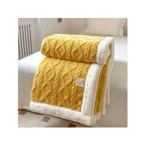 Quality Yellow Cozy Fleece Sherpa Warm Woolen Throw Blanket