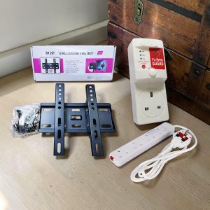 Compact Design Skilltech 15-43 Inch Tilting TV Wall Mount Bracket Power King Cable FREE TV Guard