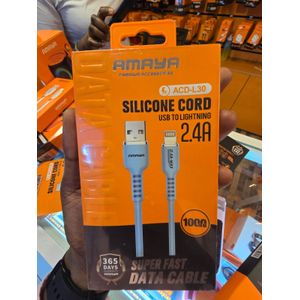 Amaya Tangle-Free Blue Silicone USB to Lightning Data Cable