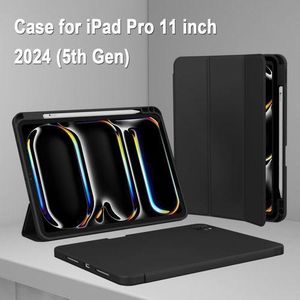 Kaku Designs 2024 IPad Pro 11 Inch Case M4 (5th Generation) With Pencil Holder, Smart IPad Case Support Pencil Pro And Pencil (USB-C), Support Touch ID And Auto Wake/Sleep (Black)