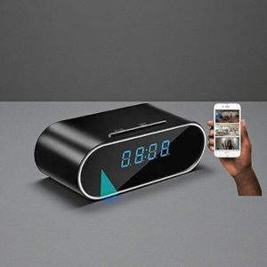 Home Security Monitor Upto 128GB Memory Card Supports 1080P Full HD 4K Home and Office Security Surveillance Monitoring Alarm Mini Table Clock WiFi Spy Hidden Camera Audio Video Recorder