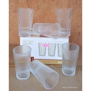 Ribbed Clear Glass Cup – 350ml – Transparent Drinkware