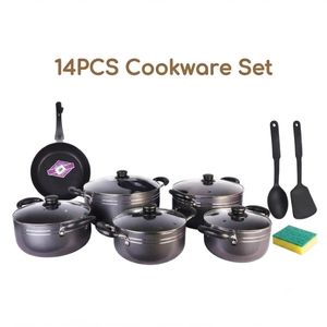 TC Premium 14 Piece Non-Stick Sufuria Set – With Glass Lids & Kitchen Tools